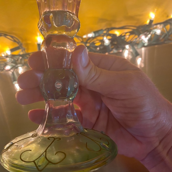 Vintage PartyLite Candlestick pink green iridescen - Picture 3 of 6